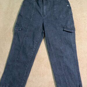 Gloria Vanderbilt Sz 8 Missy Short Black‎ Denim Cargo Capri (C)